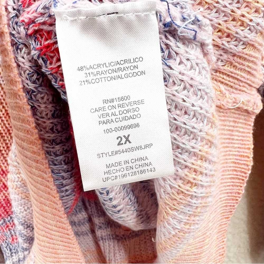 MM by My Michelle Multicolor V neck Lightweight Crisscrossed Back Sweater 2XL - Picture 8 of 10